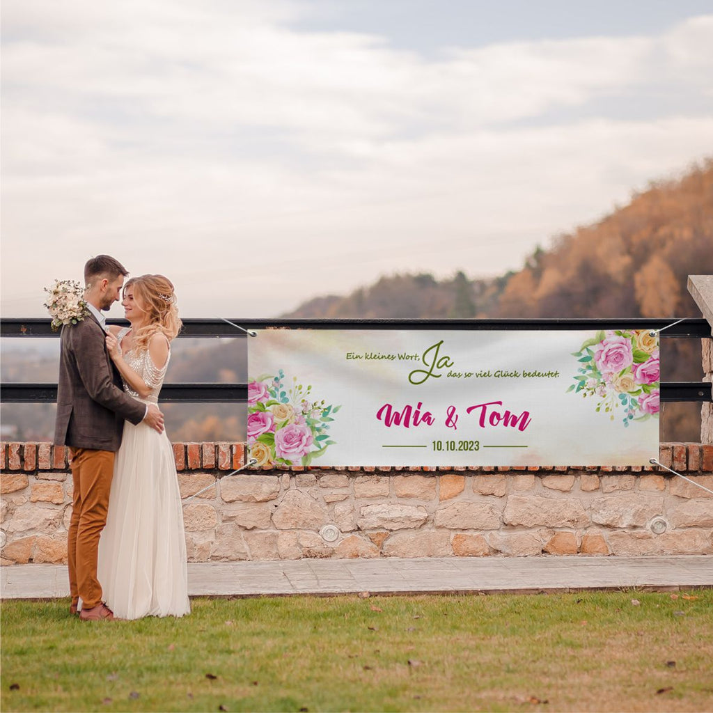 Personalisiertes Banner zur Hochzeit mit Fotos, Namen, Datum und Wunsc –  FOTOFOL