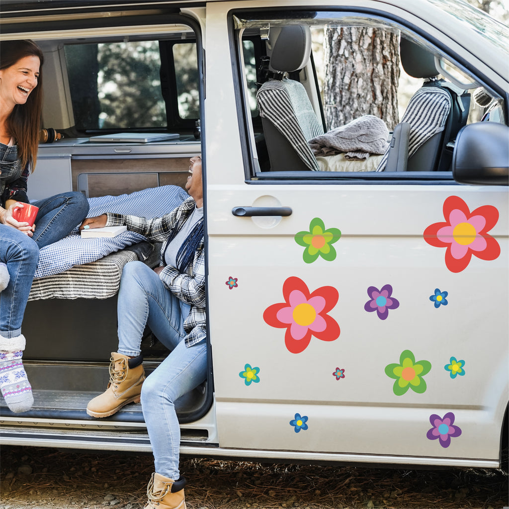 Coloranimal Abstrakte Hippie-Blumen-Auto-Sicherheitsgurtpolster, 4 Stück,  bunte Blumen, Lenkradbezug, Schaltknauf, Handbruchkissen : : Auto  & Motorrad