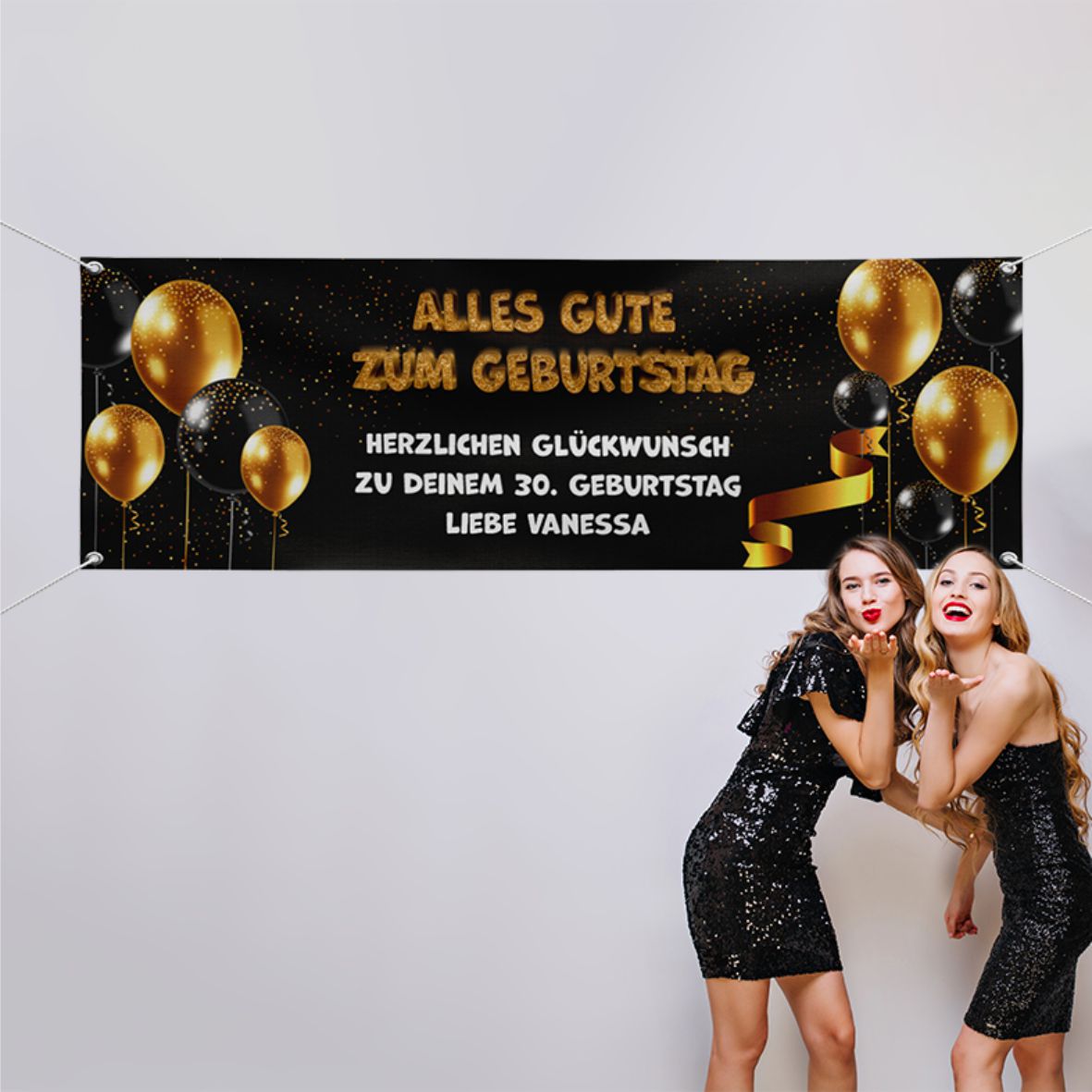 Personalisiertes Geburtstagsbanner "Alles Gute zum Geburtstag"  mit Wunschtext