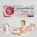 Geburtstagsbanner "Mein erster Geburtstag" für Mädchen personalisiert mit Foto und Wunschname