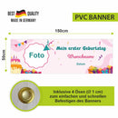 Geburtstagsbanner "Mein erster Geburtstag" für Mädchen personalisiert mit Foto und Wunschname