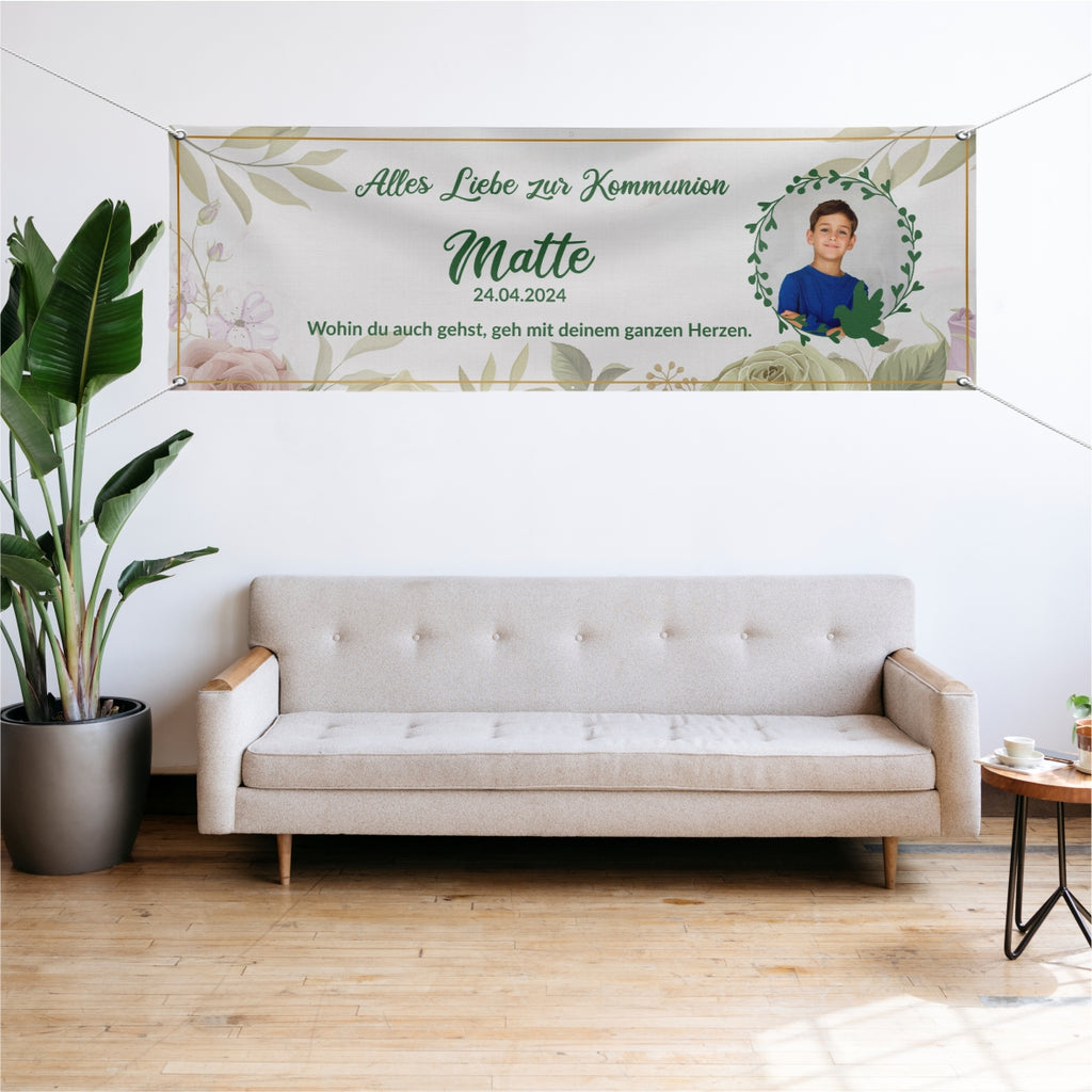 Personalisierbares Banner Für Taufe, Kommunion & Geburtstag – 2 Stück, Groß, Papier, Innenbereich