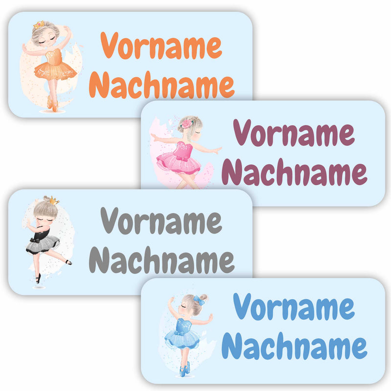 Namensaufkleber Set - personalisiert mit Wunschname für Stifte und alle Schulsachen - Ballerinen