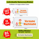 Namensaufkleber Set - personalisiert mit Wunschname für Stifte und alle Schulsachen - Feuerwehr