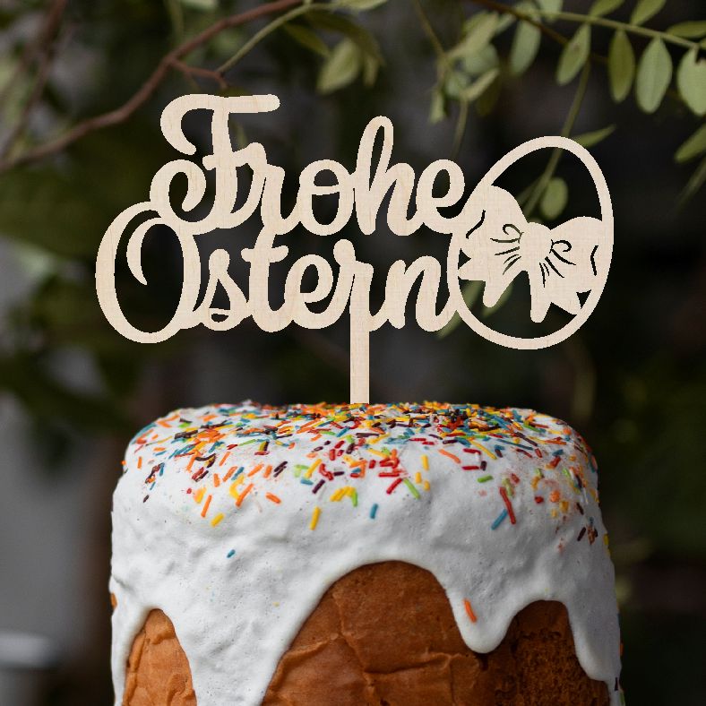 CAKE TOPPER Frohe Ostern Ei aus Holz