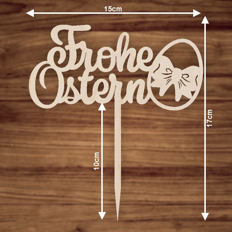 CAKE TOPPER Frohe Ostern Ei aus Holz