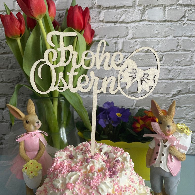 CAKE TOPPER Frohe Ostern Ei aus Holz