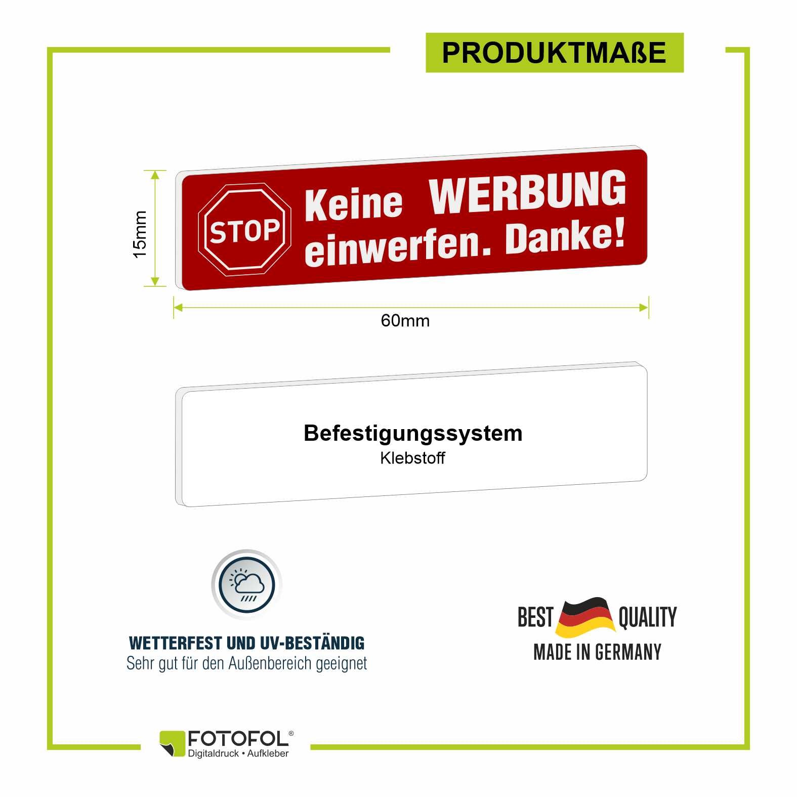 2x Bitte keine Werbung Briefkastenschild selbstklebend - Schild mit Gravur für Briefkasten