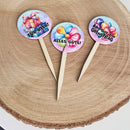 Cupcake Stecker 12er Set aus Holz mit Aufklebern