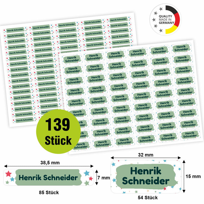 Namensaufkleber - personalisierte Aufkleber mit Wunschname für Stifte und alle Schulsachen