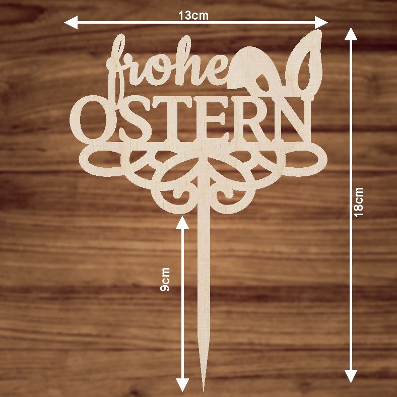 CAKE TOPPER Frohe Ostern Hasenohren aus Holz