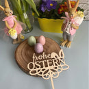 CAKE TOPPER Frohe Ostern Hasenohren aus Holz