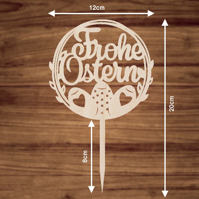 CAKE TOPPER Frohe Ostern Kranz aus Holz