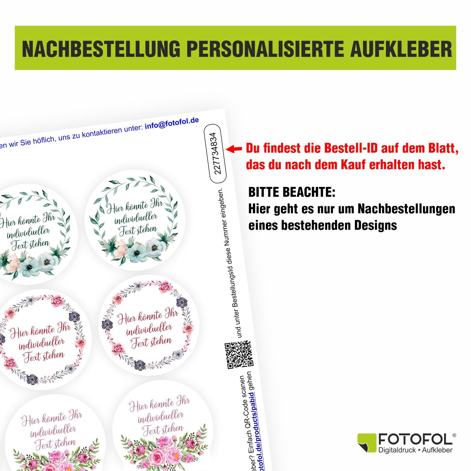 NACHBESTELLUNG PERSONALISIERTE AUFKLEBER (nur mit Bestell-ID)