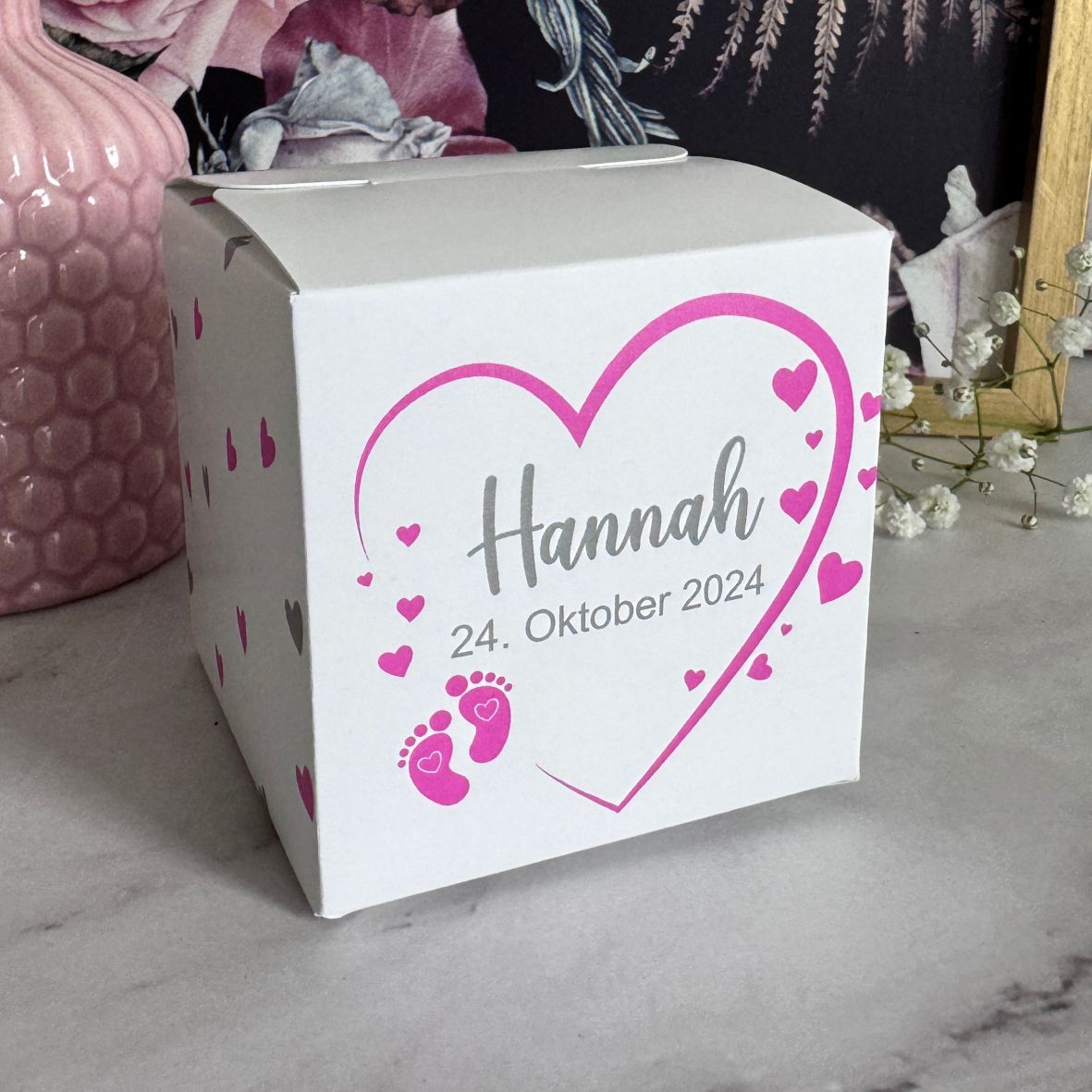 Geschenkbox personalisiert - Rosa Herz