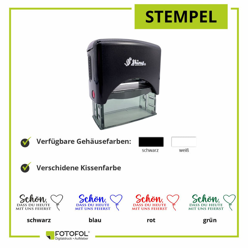 Selbstfärbender Stempel - Schön dass du heute mit uns feierst