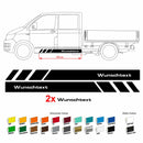 Seitenstreifen Aufkleber mit WUNSCHTEXT passend für VW Pritsche Doppelkabine