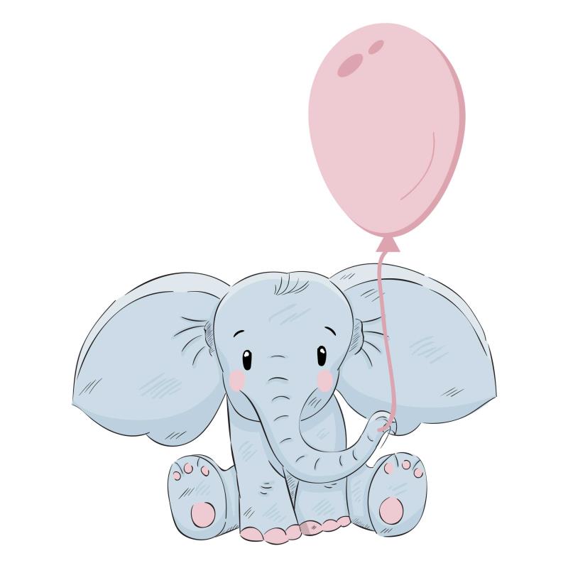 Wandtattoo Kinderzimmer  Elefant mit Ballon