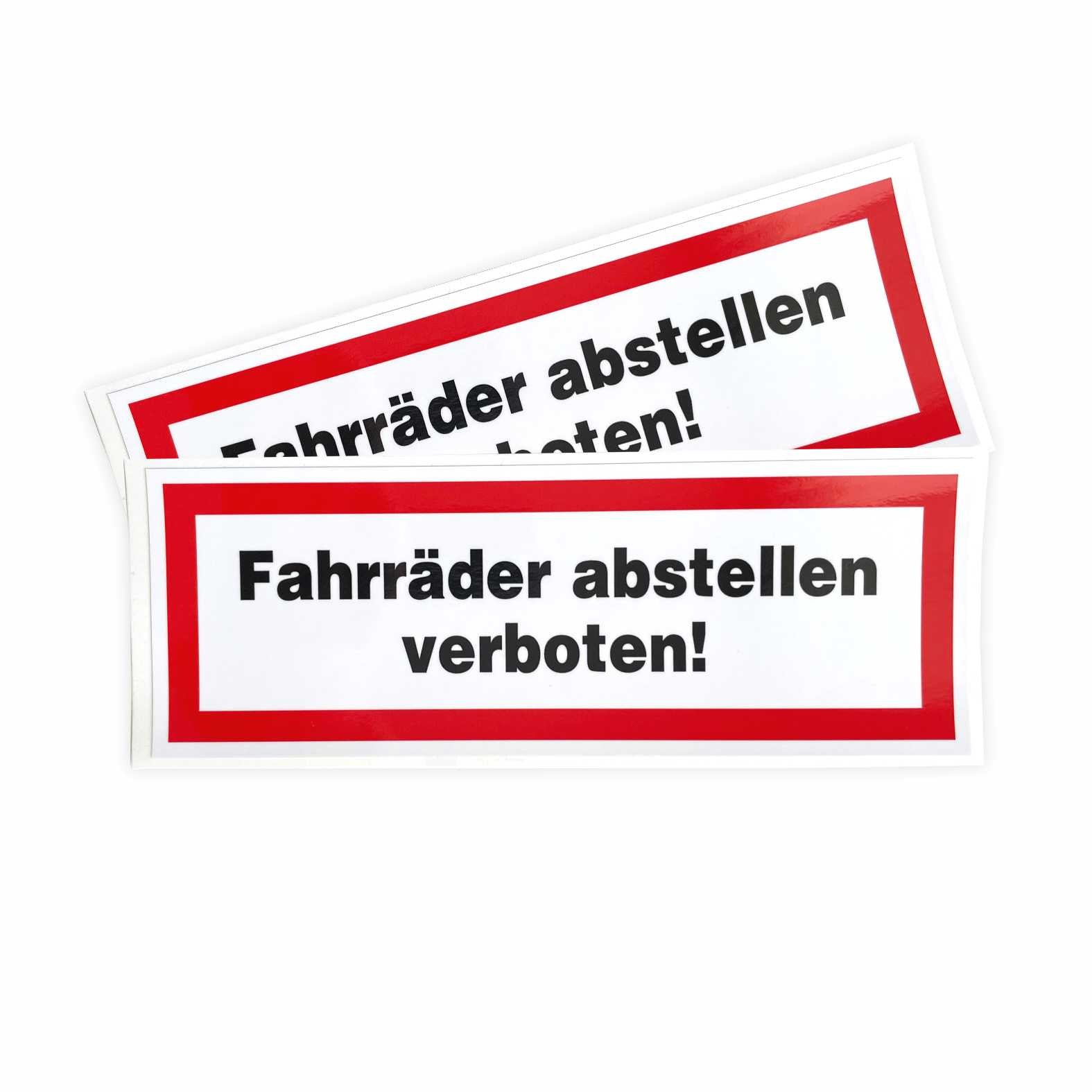 2x Aufkleber "Fahrräder abstellen verboten" 21x7,5cm