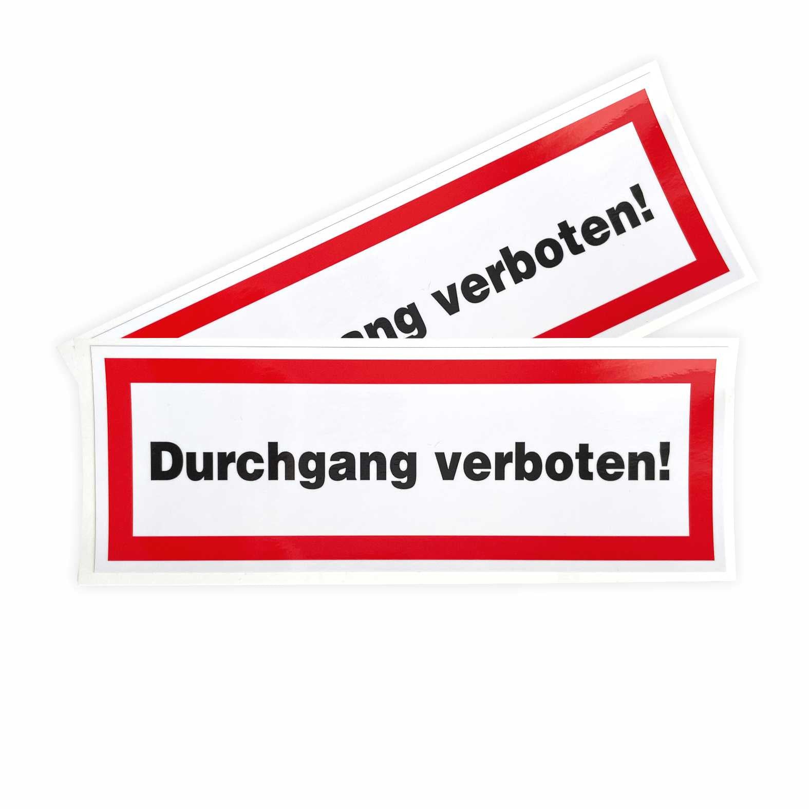 2x Aufkleber "Durchgang verboten" 21x7,5cm