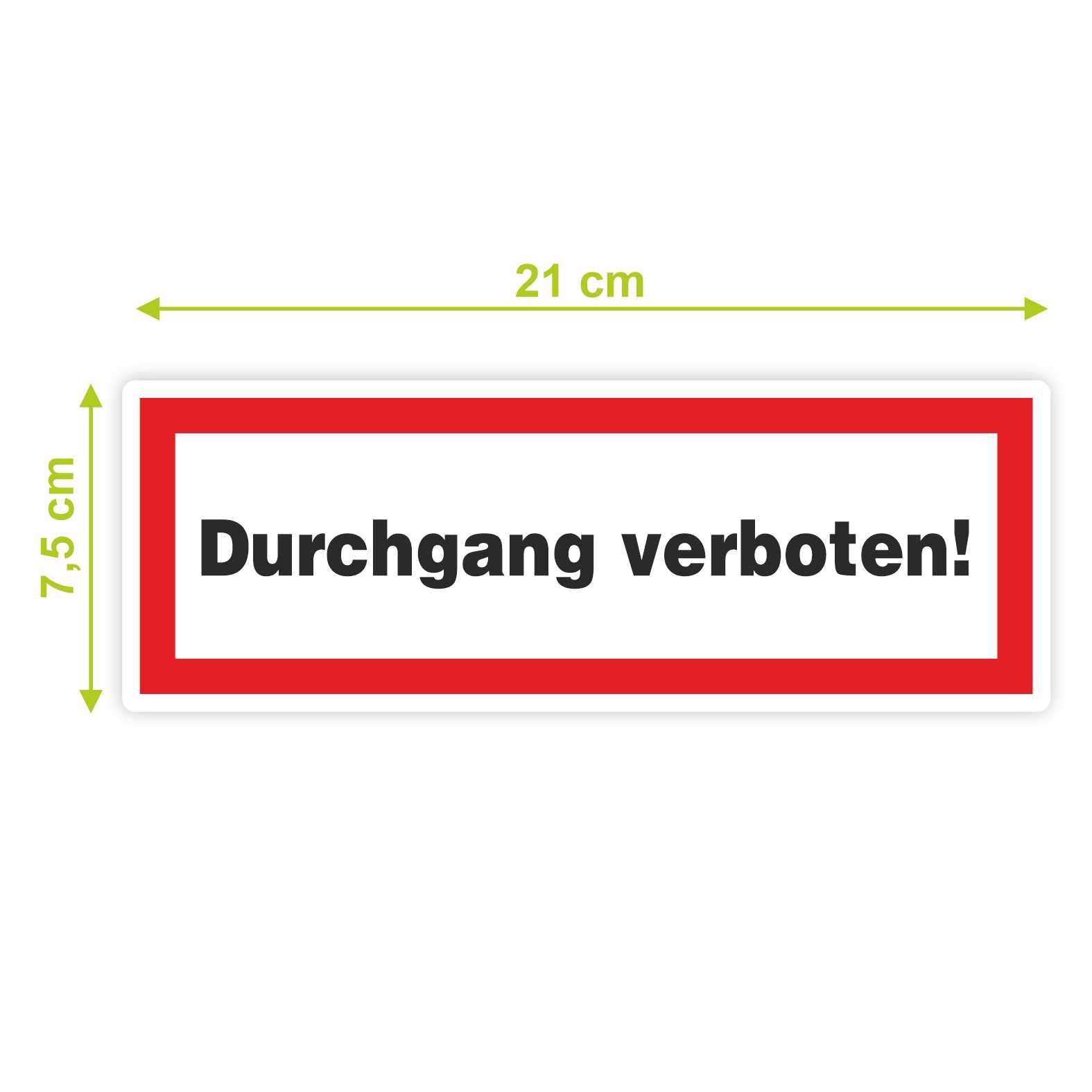 2x Aufkleber "Durchgang verboten" 21x7,5cm