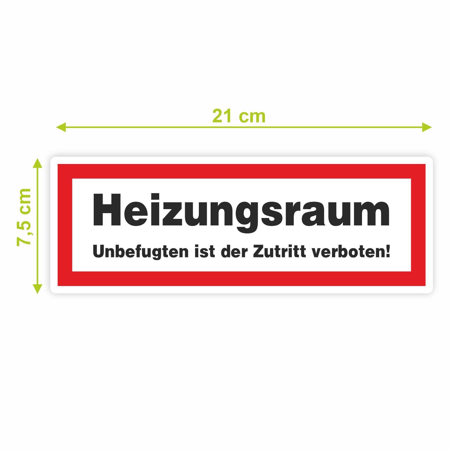 2x Aufkleber "Heizungsraum" 21x7,5cm