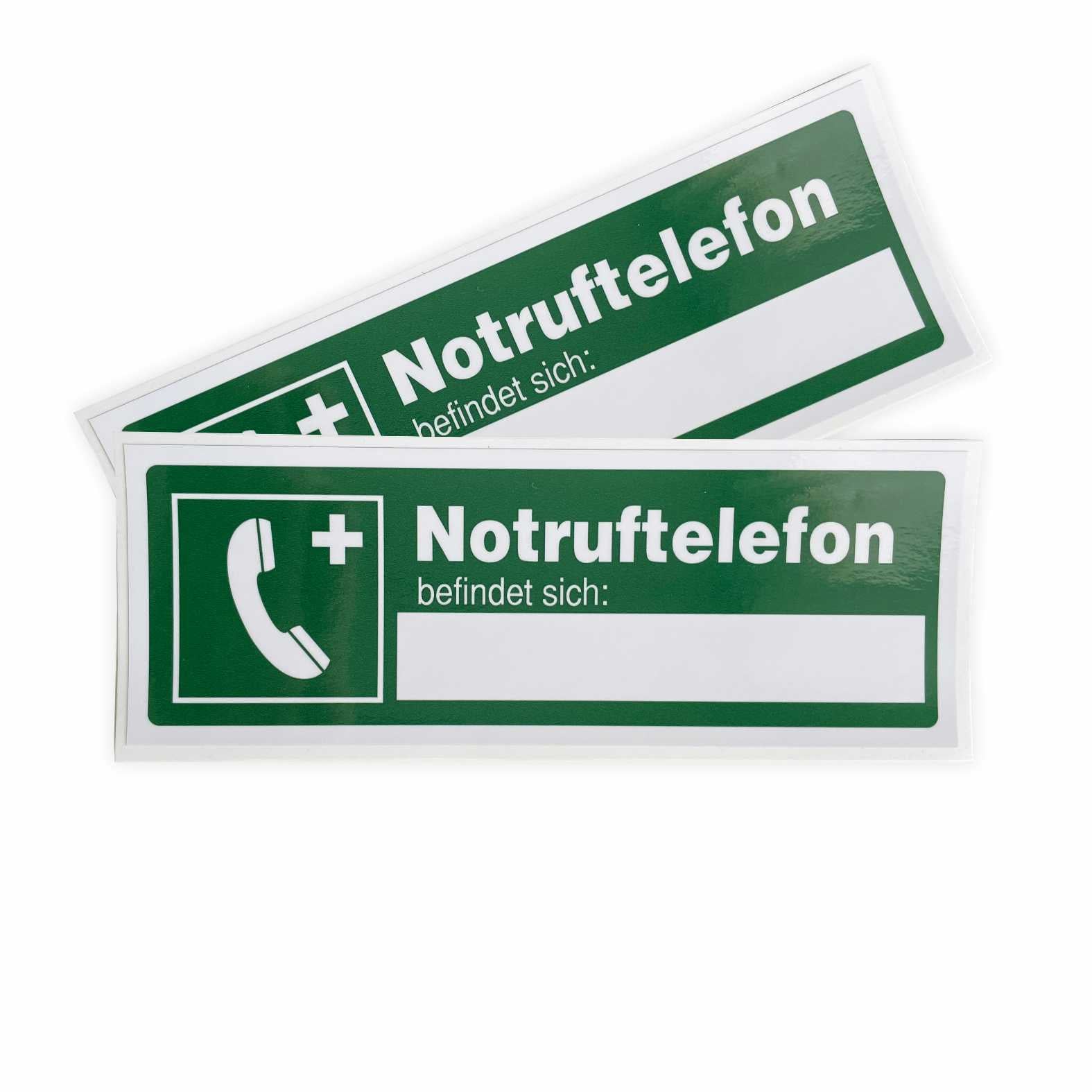 2x Aufkleber "Notruftelefon befindet sich" 21x7,5cm