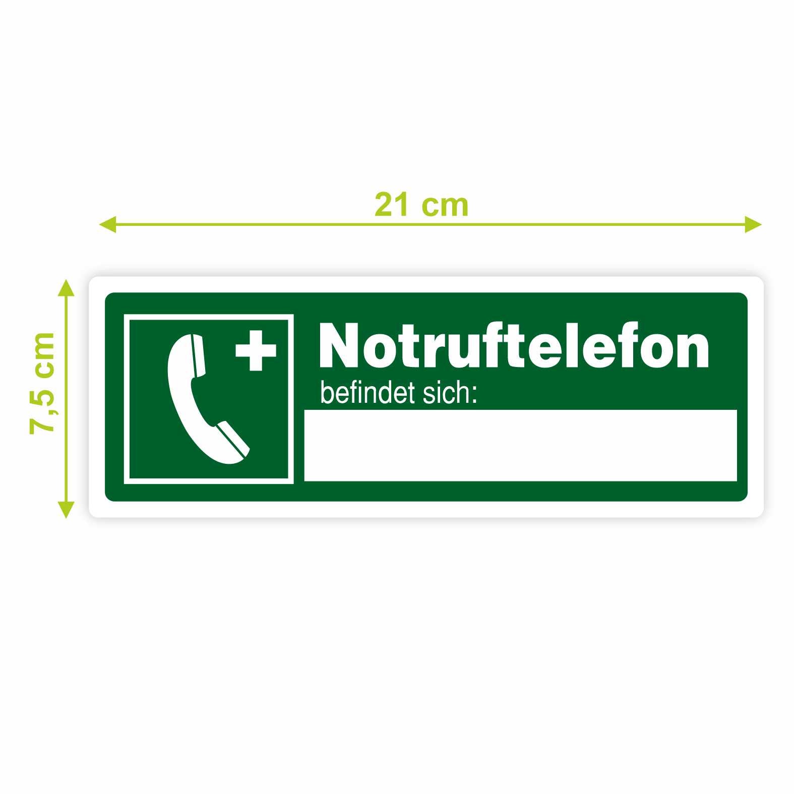 2x Aufkleber "Notruftelefon befindet sich" 21x7,5cm