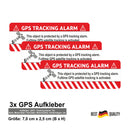3er Set - Weiß Aufkleber „GPS - Tracking Alarm“ für  Auto Motorräder Fahrräder Wohnmobile Kinderwägen GPS Object Folie Diebstahlschutz Alarm