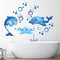 Wandtattoo Badezimmer niedliche Delphine Luftblasen Wasser