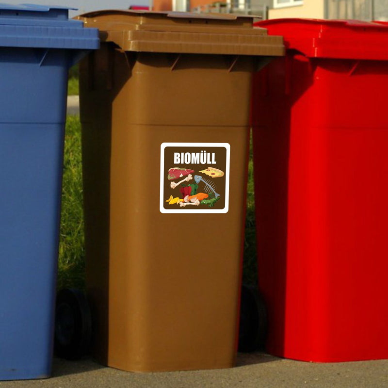 Biomüll Aufkleber Mülltrennung für Mülltonne Abfalltonne Mülleimer  Abfalleimer Recyklingaufkleber in braun - PrintEngel