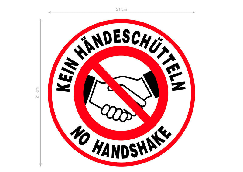 Aufkleber Sticker KEIN HÄNDESCHÜTTELN NO HANDSHAKE Corona (2 Stück)