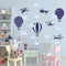 Wandtattoo Kinderzimmer Flugzeuge mit Wolken Farbe Blau Grau