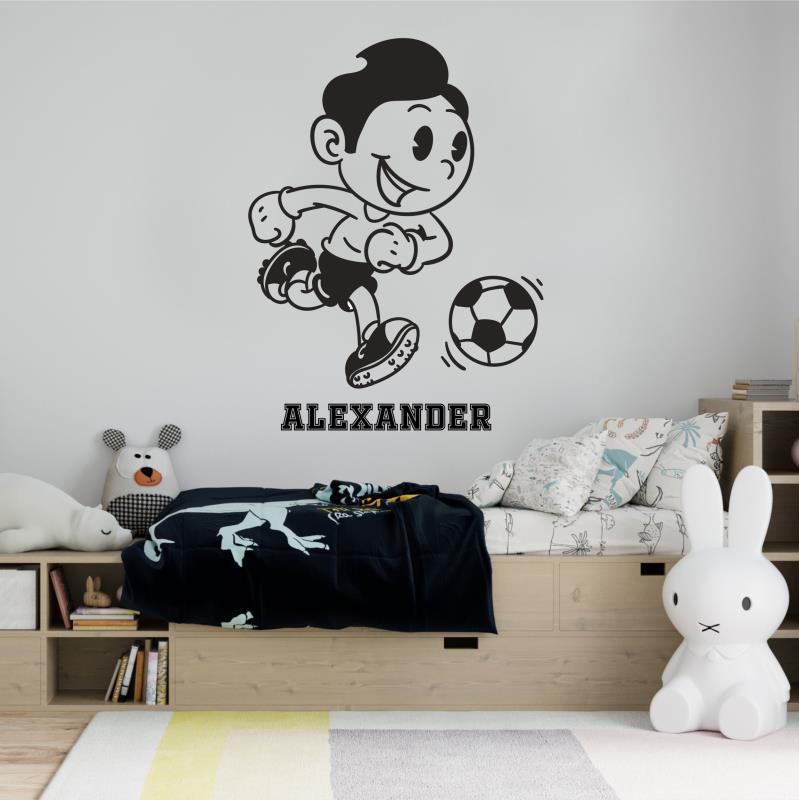 Wandtattoo Kinderzimmer Fußballer Wunschname Fußball