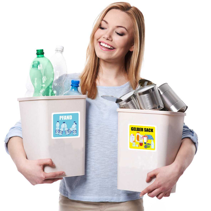 PICTALOO Mülltonnenaufkleber XL, 10er Set Aufkleber Mülltrennung, Mülltonen  Aufkleber Abfalltrennung Biomüll, Altpapier, Gelber Sack, Rest Müll & Glas,  Mülltrennungssystem für Mülleimer, Müllaufkleber : : Küche,  Haushalt & Wohnen