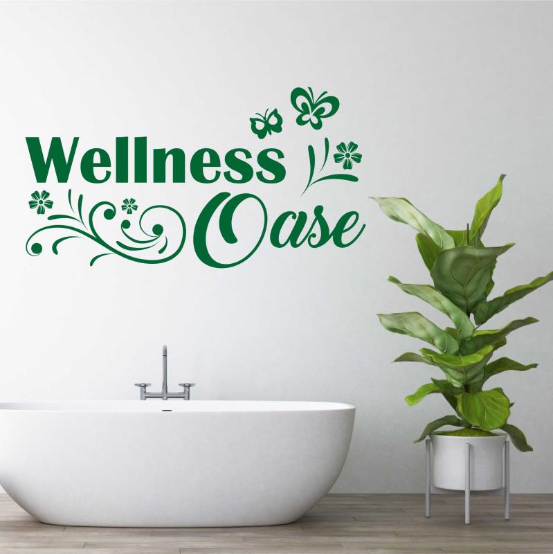 Wandtattoo Badezimmer Wellness Oase Blumen Schmetterlinge