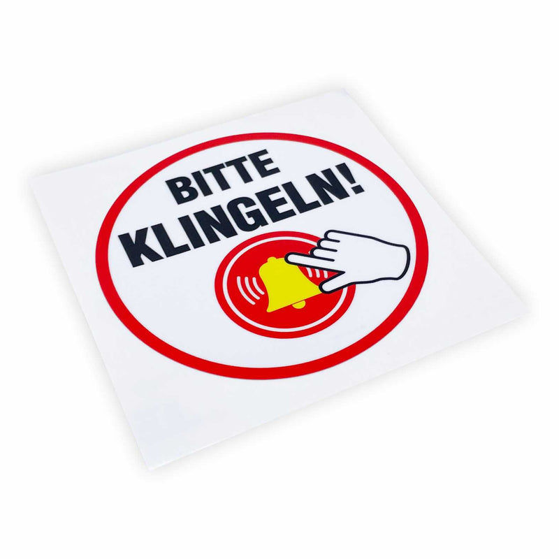 Aufkleber "Bitte klingeln " - Hinweisaufkleber für den Innen- und Außenbereich - Folie selbstklebend