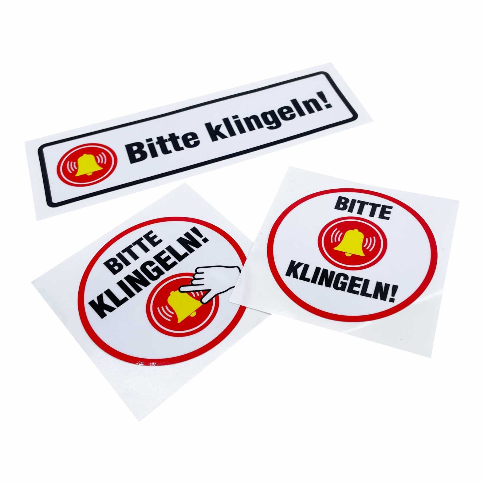 Aufkleber "Bitte klingeln " - Hinweisaufkleber für den Innen- und Außenbereich - Folie selbstklebend