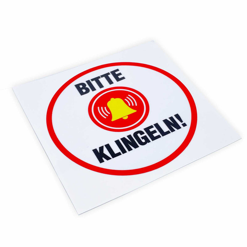 Aufkleber "Bitte klingeln " - Hinweisaufkleber für den Innen- und Außenbereich - Folie selbstklebend