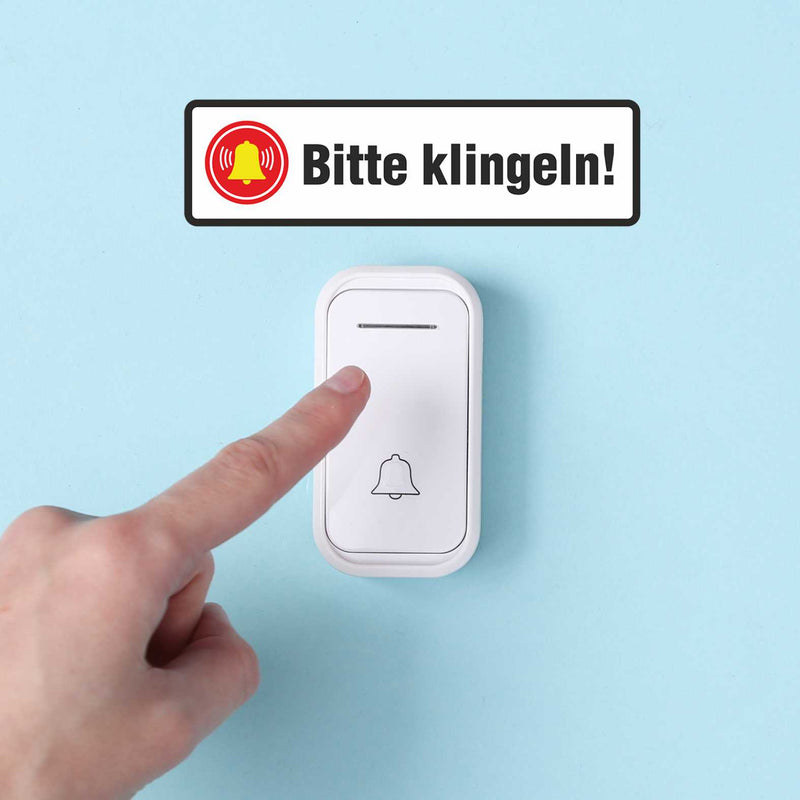 Aufkleber "Bitte klingeln " - Hinweisaufkleber für den Innen- und Außenbereich - Folie selbstklebend