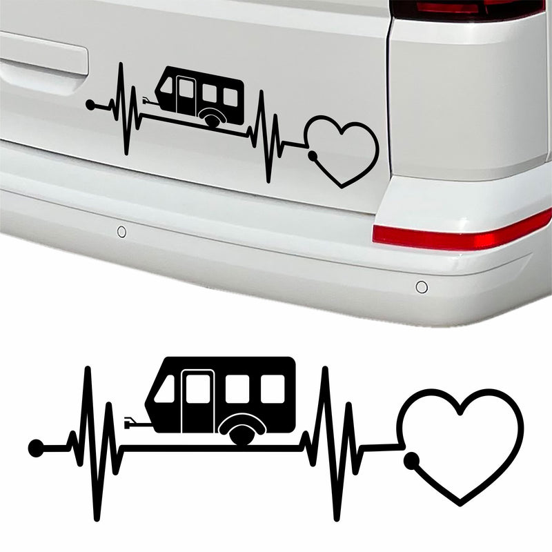Aufkleber Wohnwagen Herzschlag 30cm - Herz Diagramm - Aufkleber für Camper,  Wohnmobil, Wohnwagen Fahrzeuge