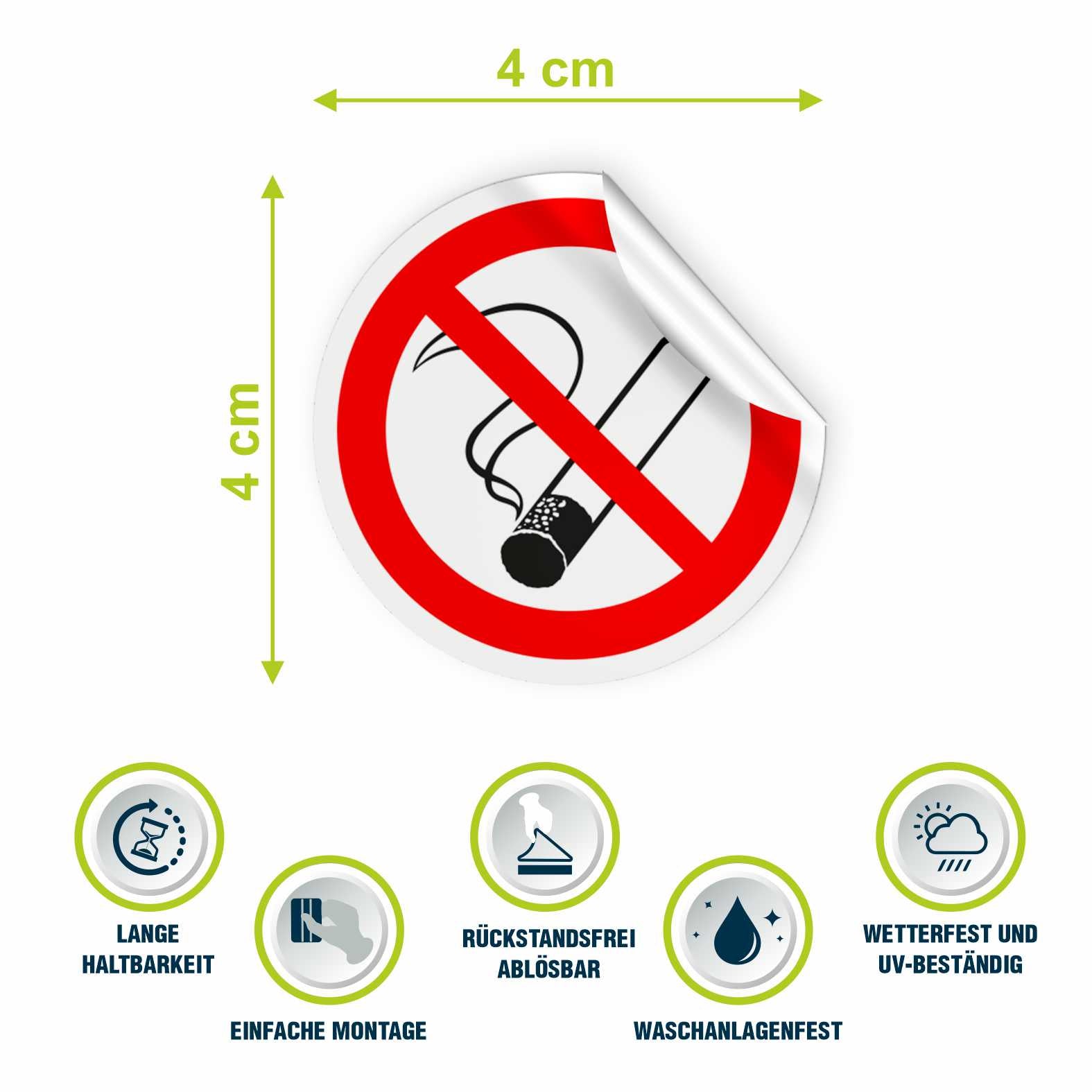 20 x Aufkleber Rauchen verboten Nichtraucher Rauchverbot  ø 4cm
