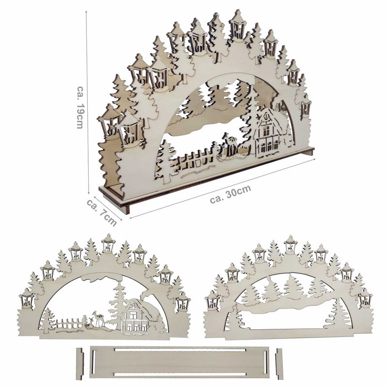 Bastelset Lichterbogen aus Holz für Weihnachten