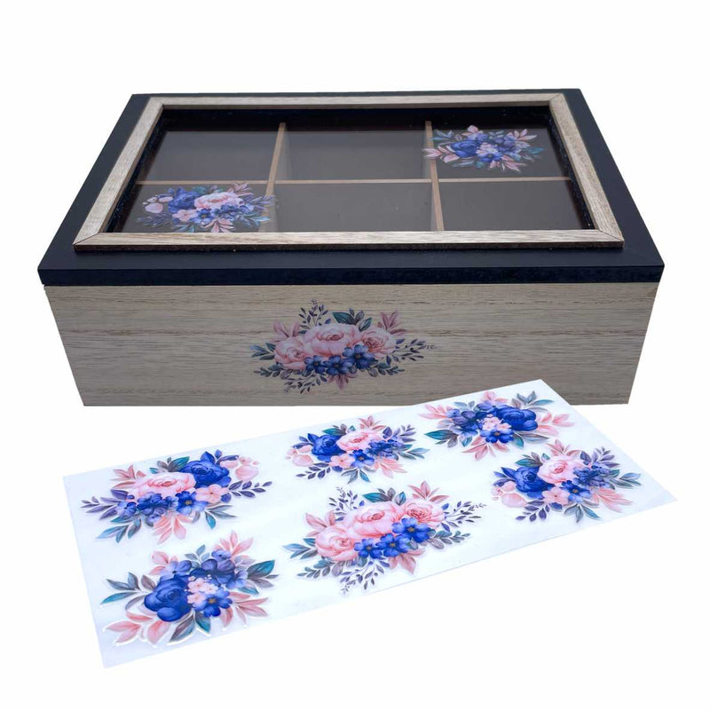 Blume Aufkleber Set - UV-Druck mit Übertragsfolie Aufkleber zum Basteln, Dekorieren, Werbeartikel, Tassen, Gläser, Spielzeuge, Blumentopf