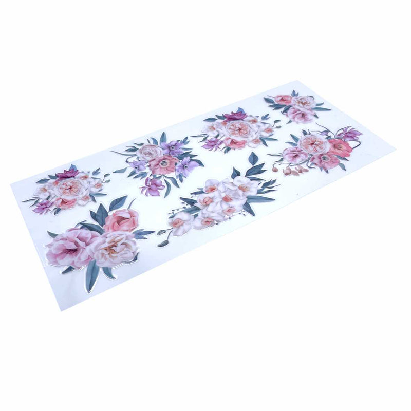 Blume Aufkleber Set - UV-Druck mit Übertragsfolie Aufkleber zum Basteln, Dekorieren, Werbeartikel, Tassen, Gläser, Spielzeuge, Blumentopf