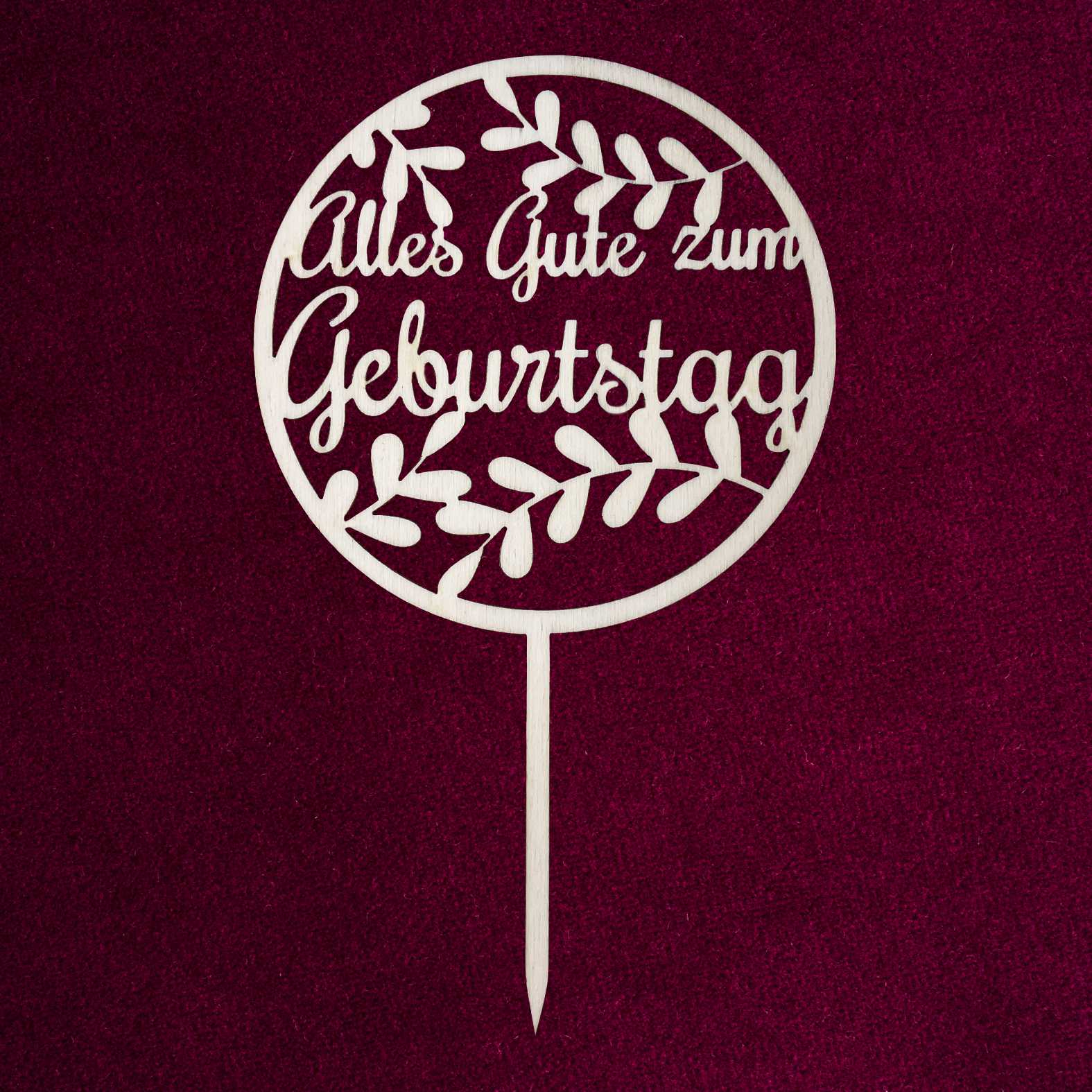 CAKE TOPPER "Alles Gute zum Geburtstag" aus Holz - Tortendeko & Kuchendeko