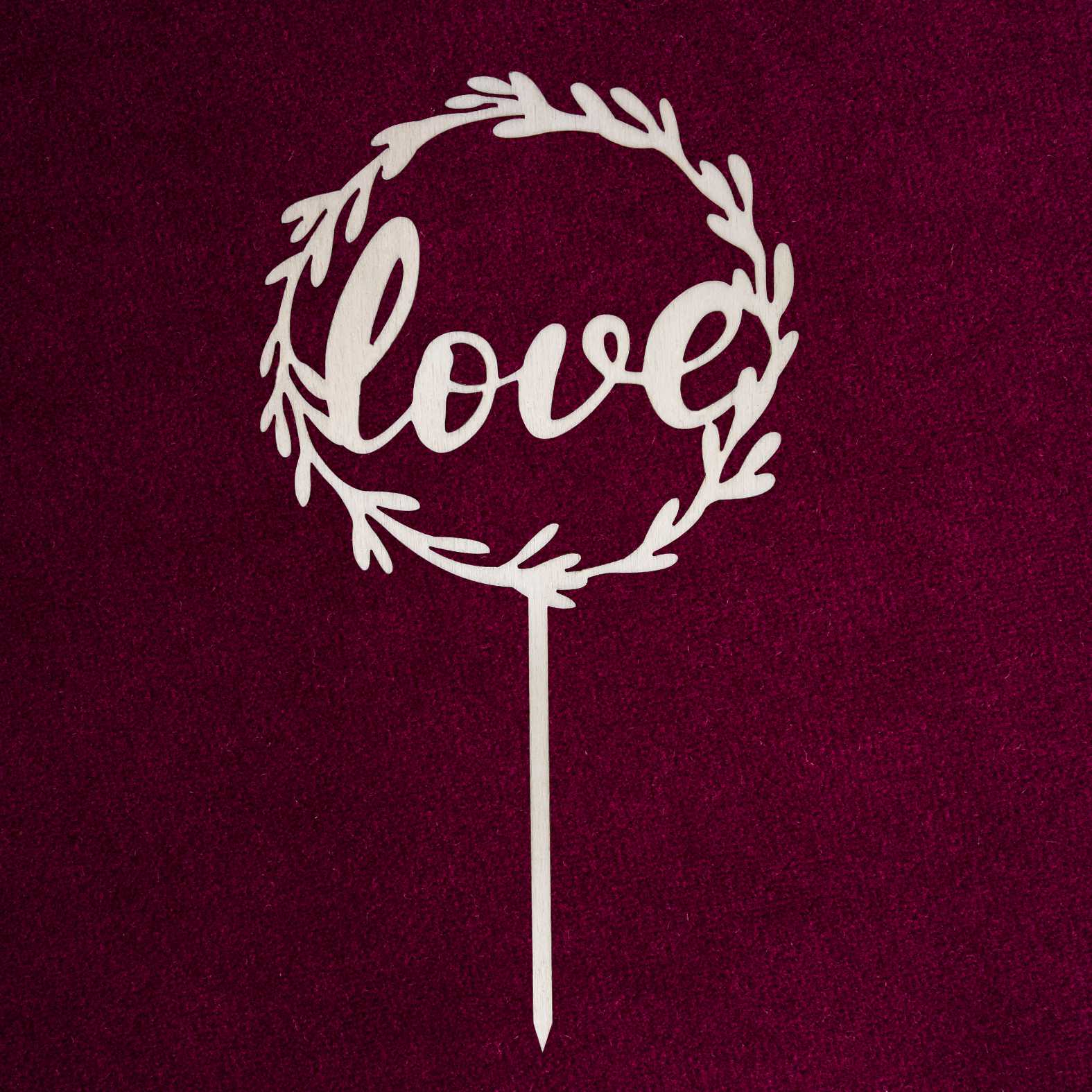 CAKE TOPPER "love" aus Holz - Tortendeko