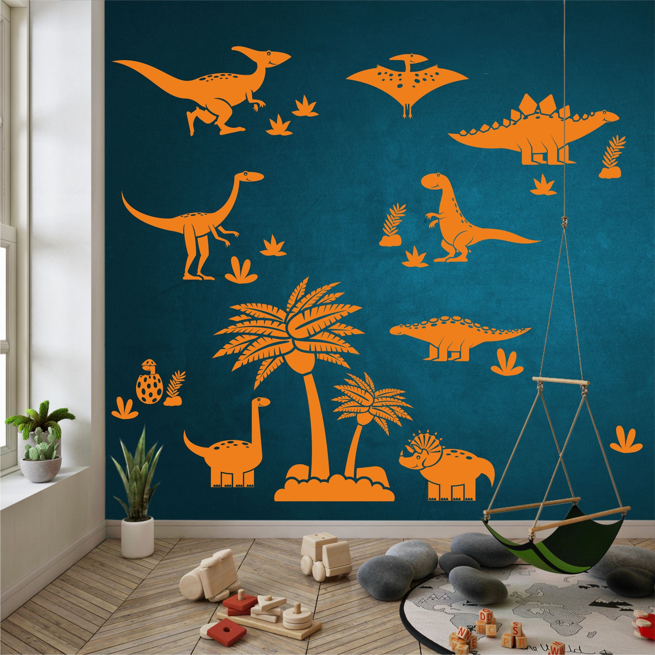 Aufkleber Wandtattoo Dinosaurier Steinzeit Dino Kinderzimmer Junge