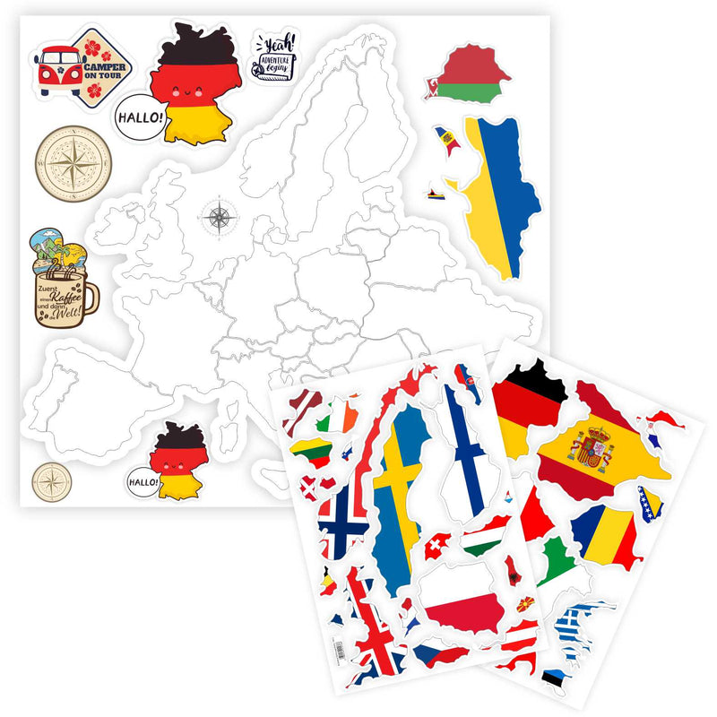 Europa Karte Aufkleber Set jetzt kaufen – FOTOFOL