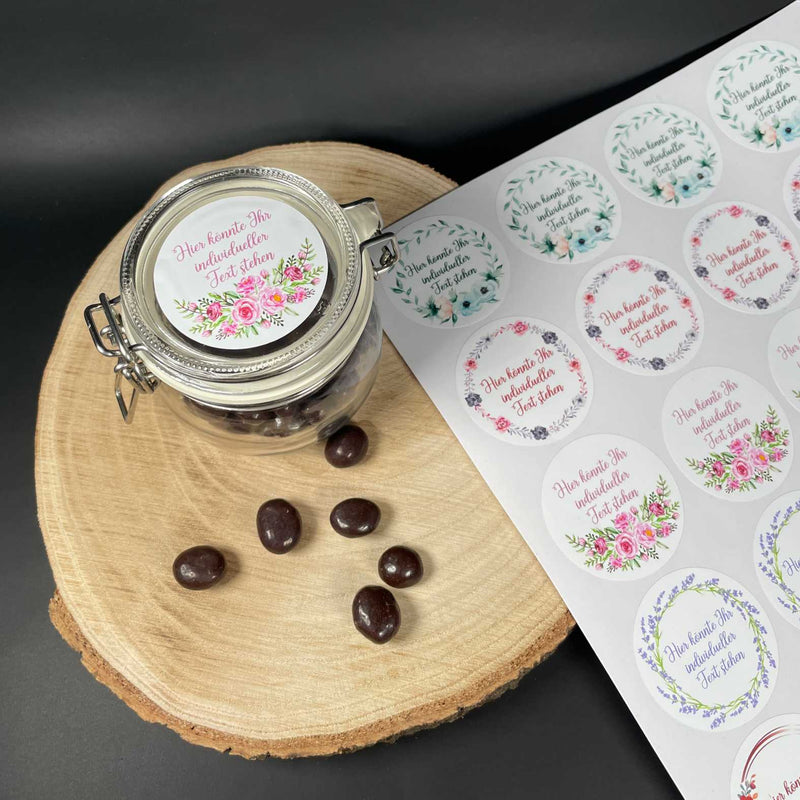 24 personalisierte Aufkleber Wunschtext Geschenk deko Hochzeit Taufe set  bunt 3